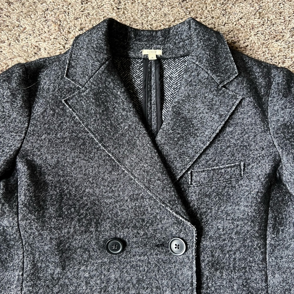 J. Crew Gray Double Button Jacket Blazer Size 0 Hip Length